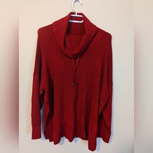 Vibrant Red Ellen Tracy Cowl Neck Sweater